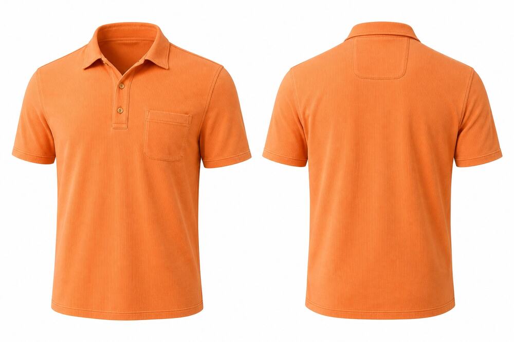 Bugatchi Uomo Polo Shirt Men's XXL Orange Textured Button Front Short Sleeve